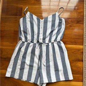 Striped Gray and White Kids One Piece